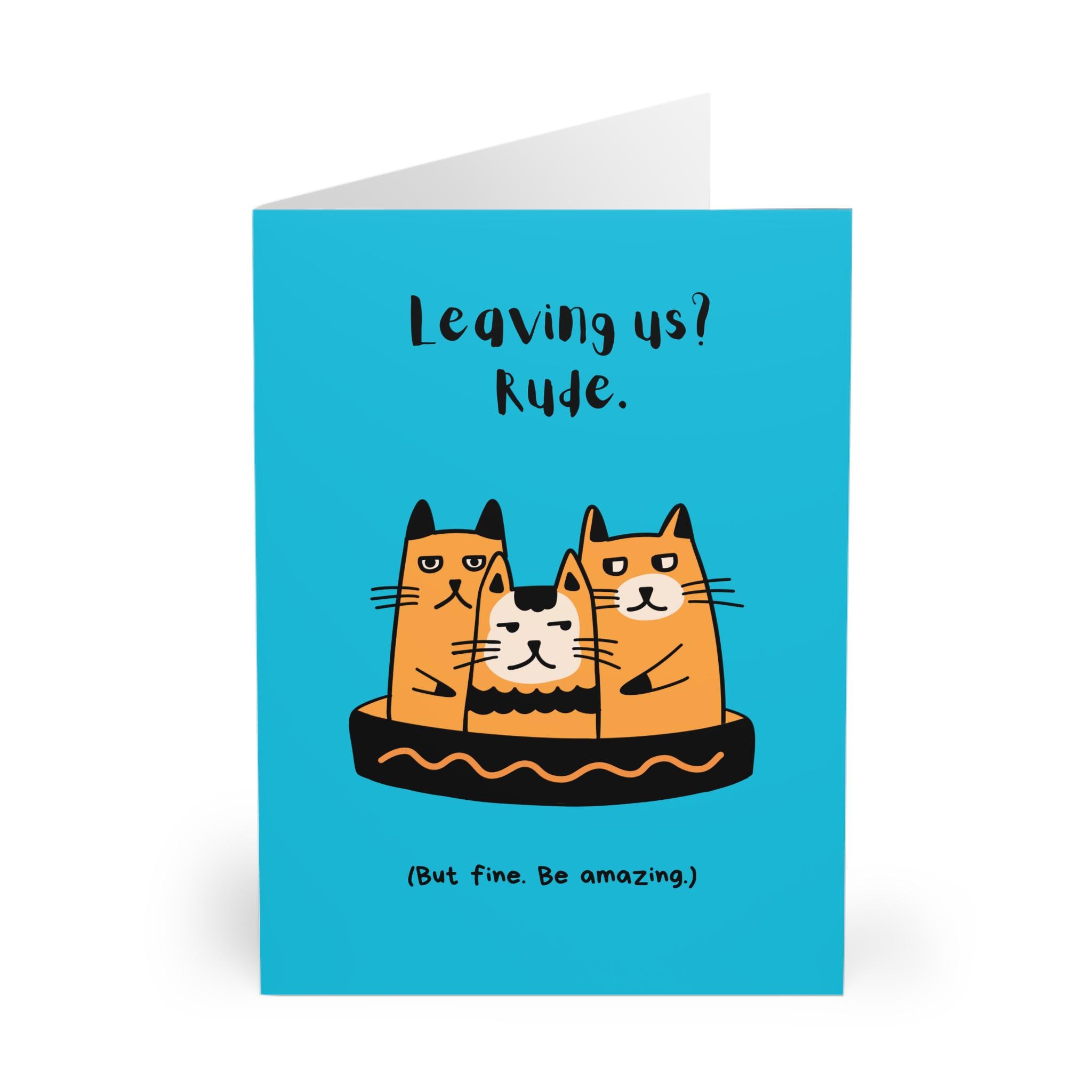 cat new job leaving work card funny coworker farewell card with cheeky cats congratulations on new job goodbye card for coworkers friends