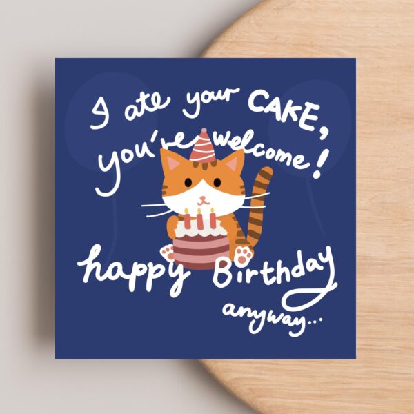 funny ginger cat birthday card cute kitty cake party design unique greeting card for cat lovers and pet owners gift idea