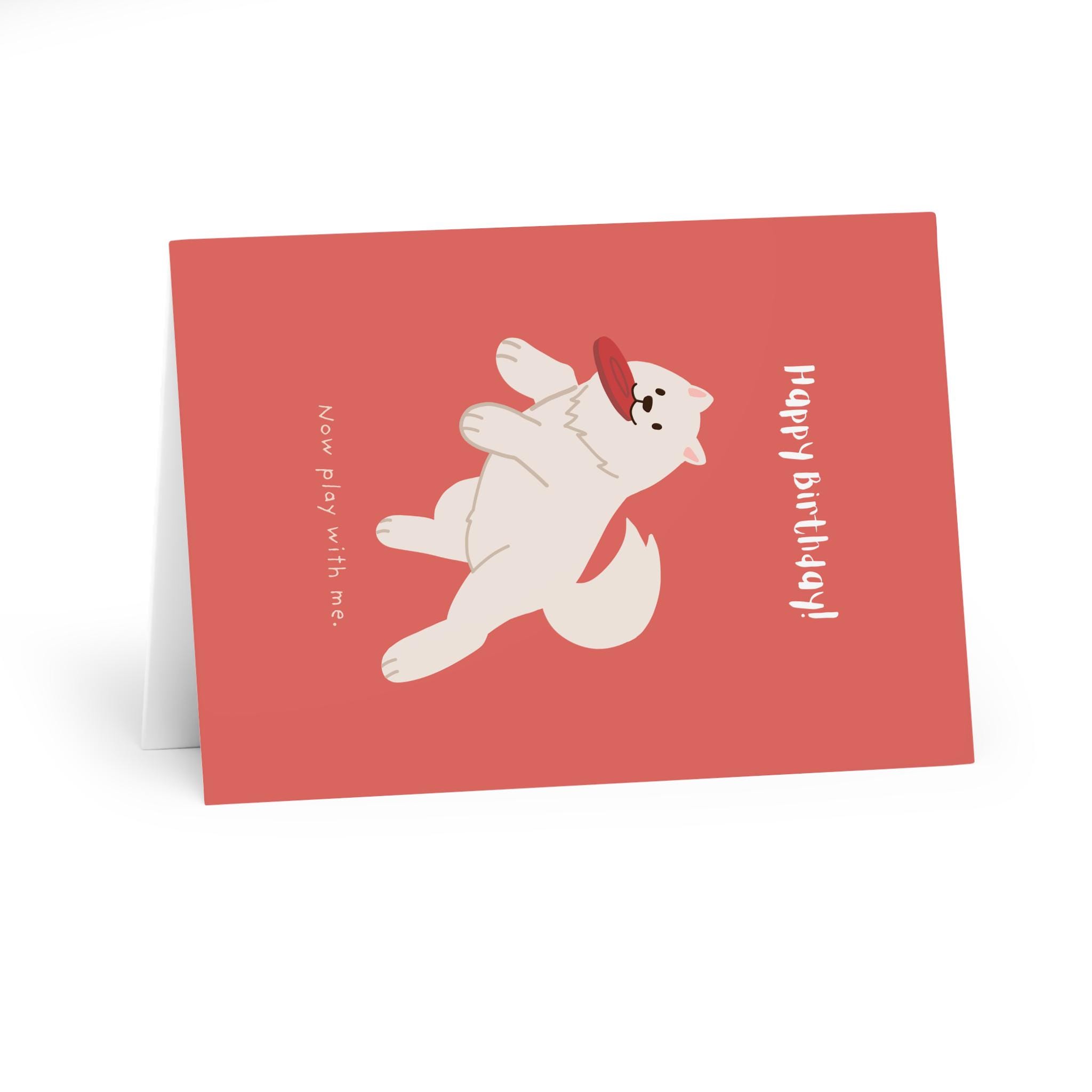 funny white dog birthday card featuring cute pup playing frisbee perfect for dog lovers pet parents and playful pet themed celebrations funny white dog birthday card featuring cute pup playing frisbee perfect for dog lovers pet parents and playful pet themed celebrations