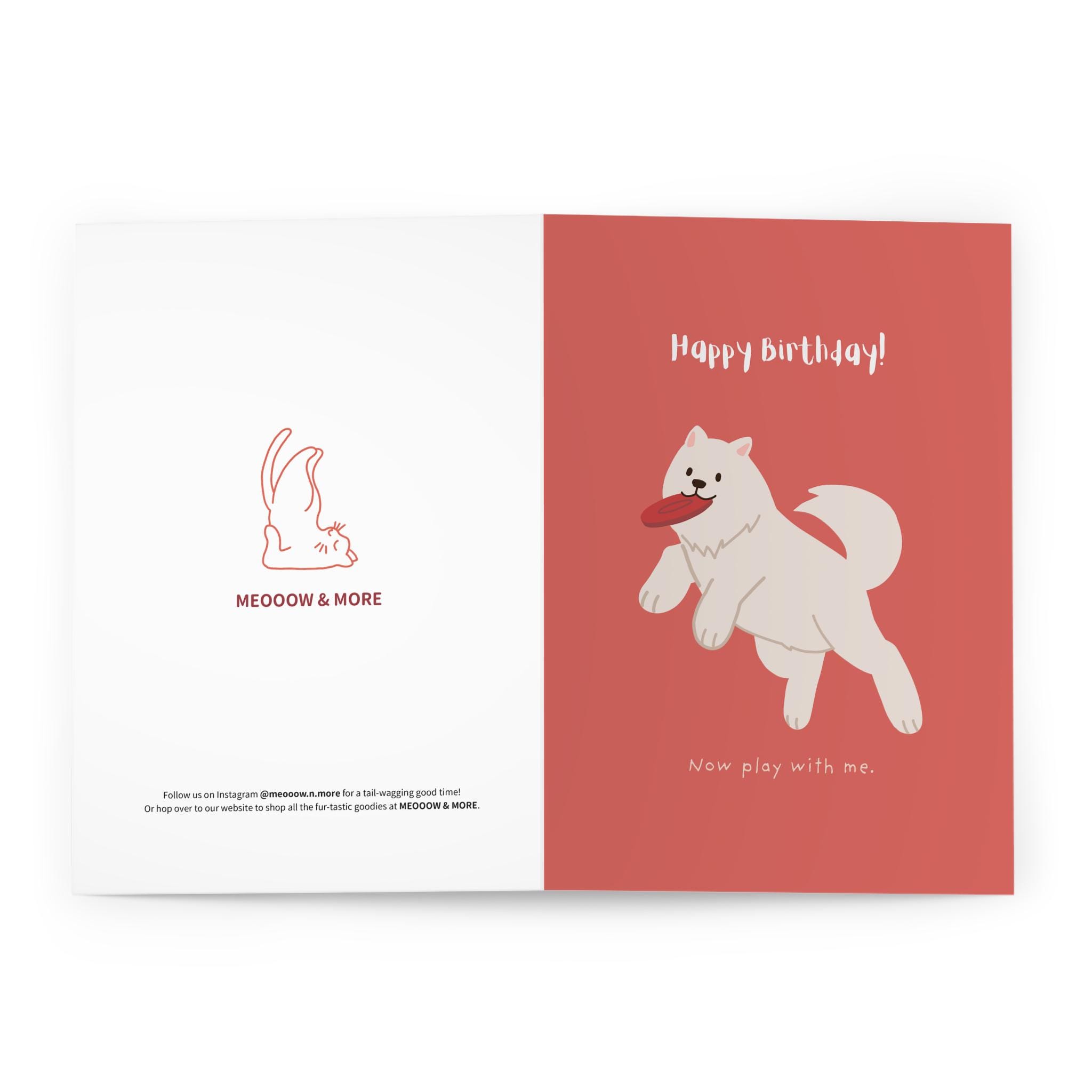 funny white dog birthday card featuring cute pup playing frisbee perfect for dog lovers pet parents and playful pet themed celebrations funny white dog birthday card featuring cute pup playing frisbee perfect for dog lovers pet parents and playful pet themed celebrations
