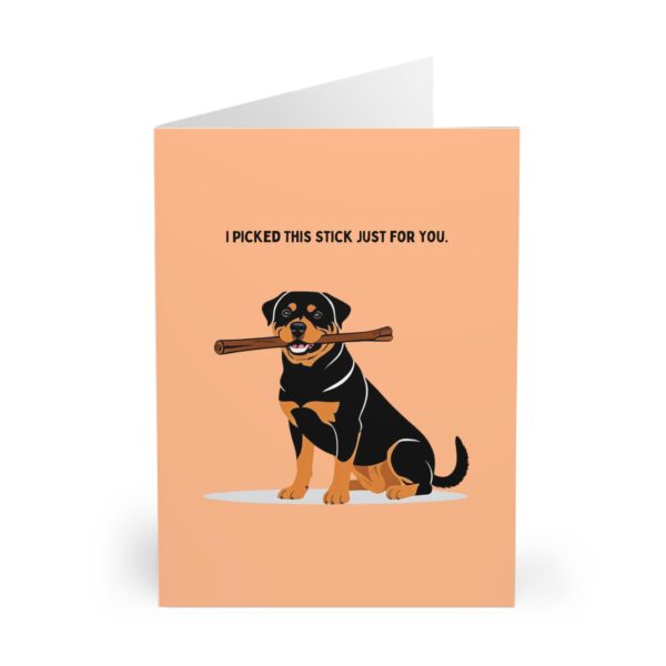 funny rottweiler birthday card fathers day card for dog lovers and rottie fans featuring cute rottweiler with a stick design