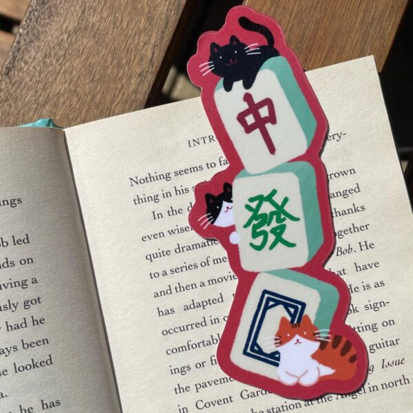 funny cats mahjong bookmark double sided cute cat page marker for readers mahjong lovers chinese new year cny cantonese design
