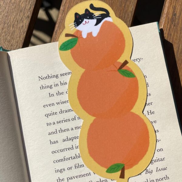 cat on oranges bookmark double sided cute cat page marker for readers cat lovers chinese new year cny festive and fun design