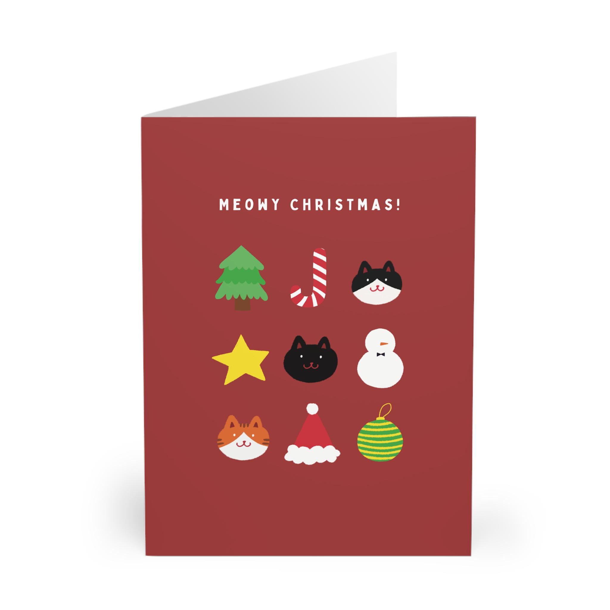 merry christmas card funny cat holiday greeting card for cat lovers cat dad cat mum family cute handmade xmas card meowy christmas