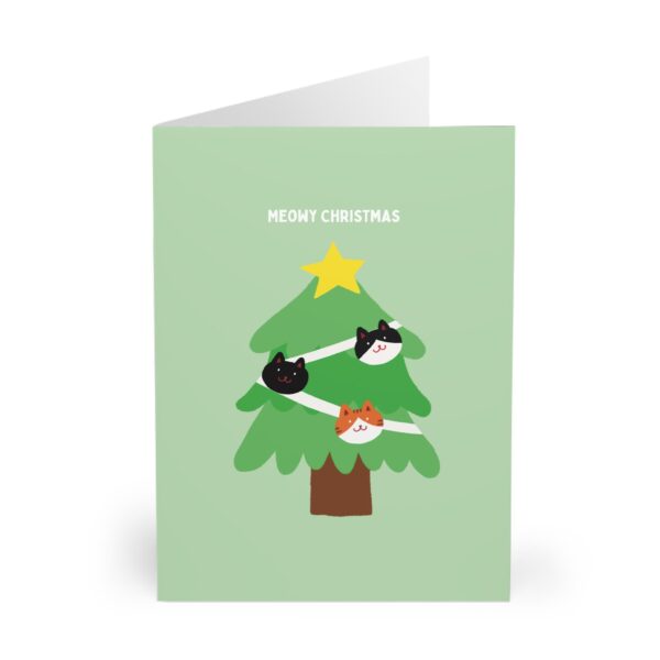 merry christmas card funny cat holiday greeting card with cats climbing christmas tree for cat lovers cat mum cat dad meowy xmas