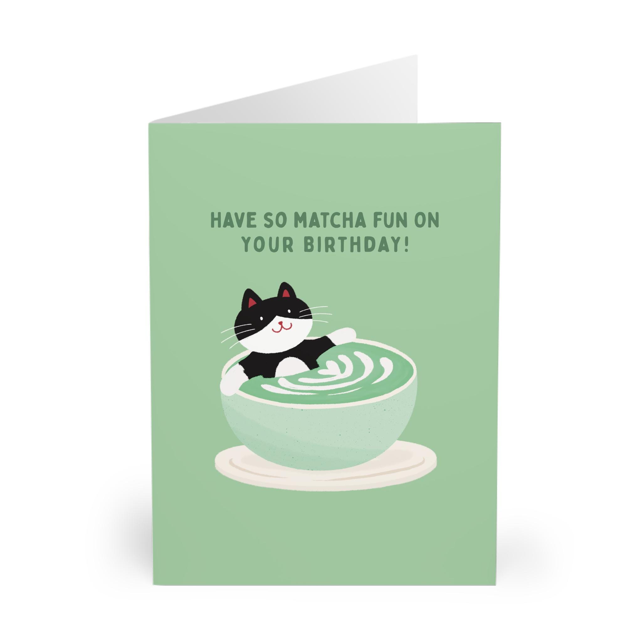 matcha cat birthday card – latte & cake matcha cat birthday card – latte & cake