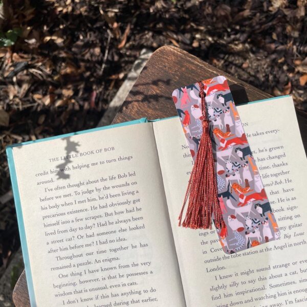 colorful cat illustration bookmark – fun gift for book lovers