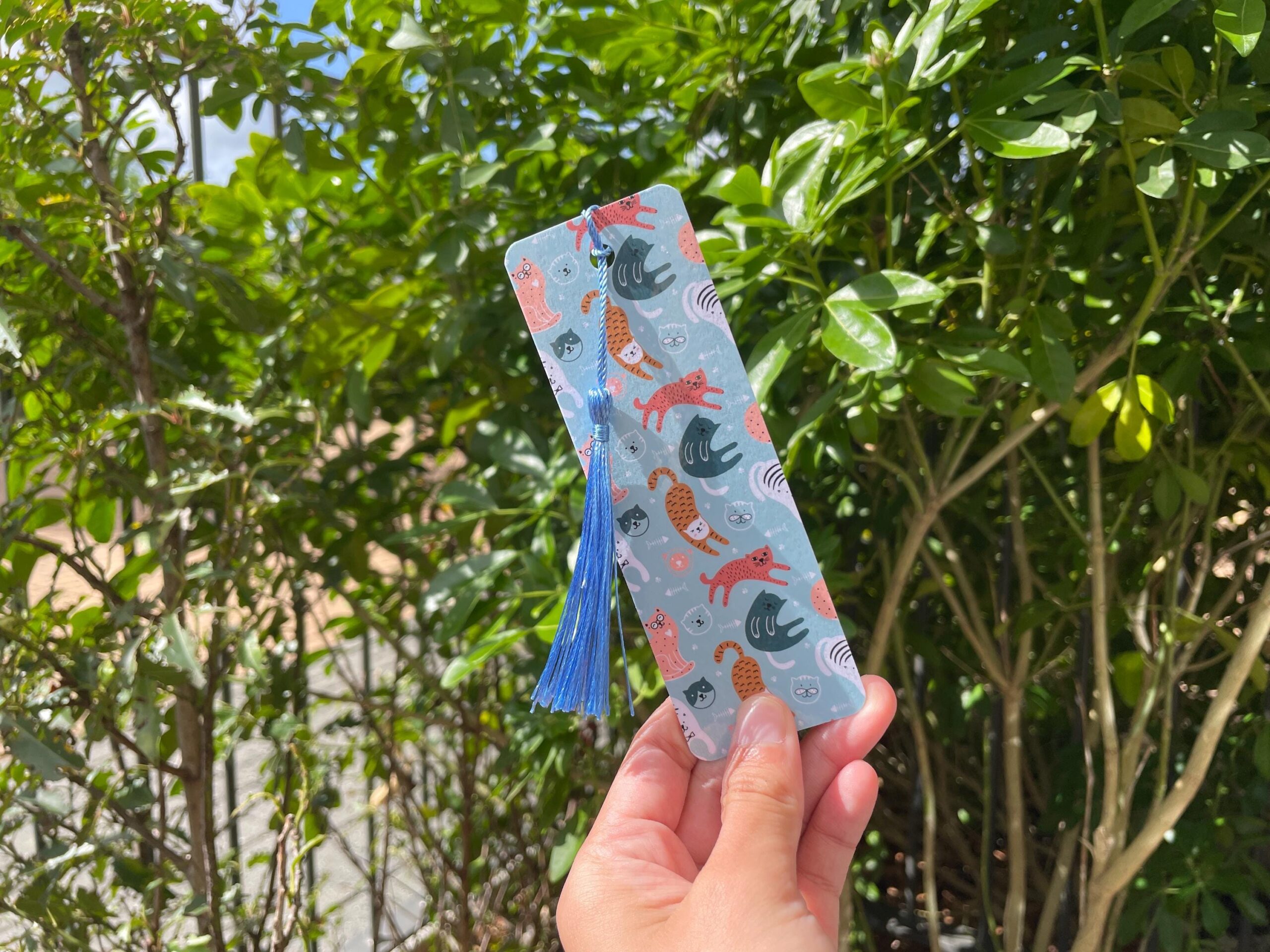 colorful cat bookmark with tassel – unique stationery gift colorful cat bookmark with tassel – unique stationery gift