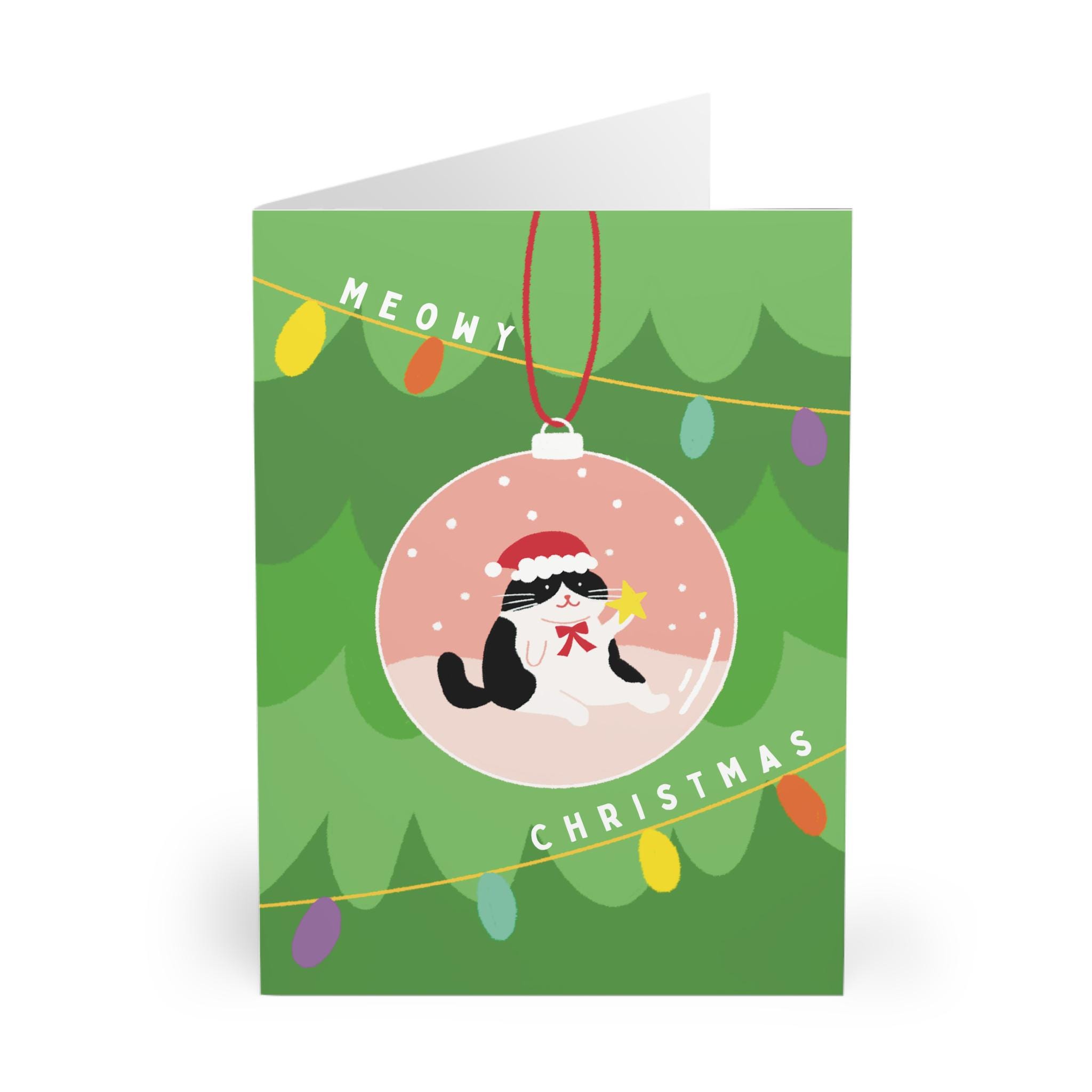 black and white cat in christmas tree bauble card merry christmas ball decor holiday greeting handmade xmas card cat lovers cat mum cat dad black and white cat in christmas tree bauble card merry christmas ball decor holiday greeting handmade xmas card cat lovers cat mum cat dad