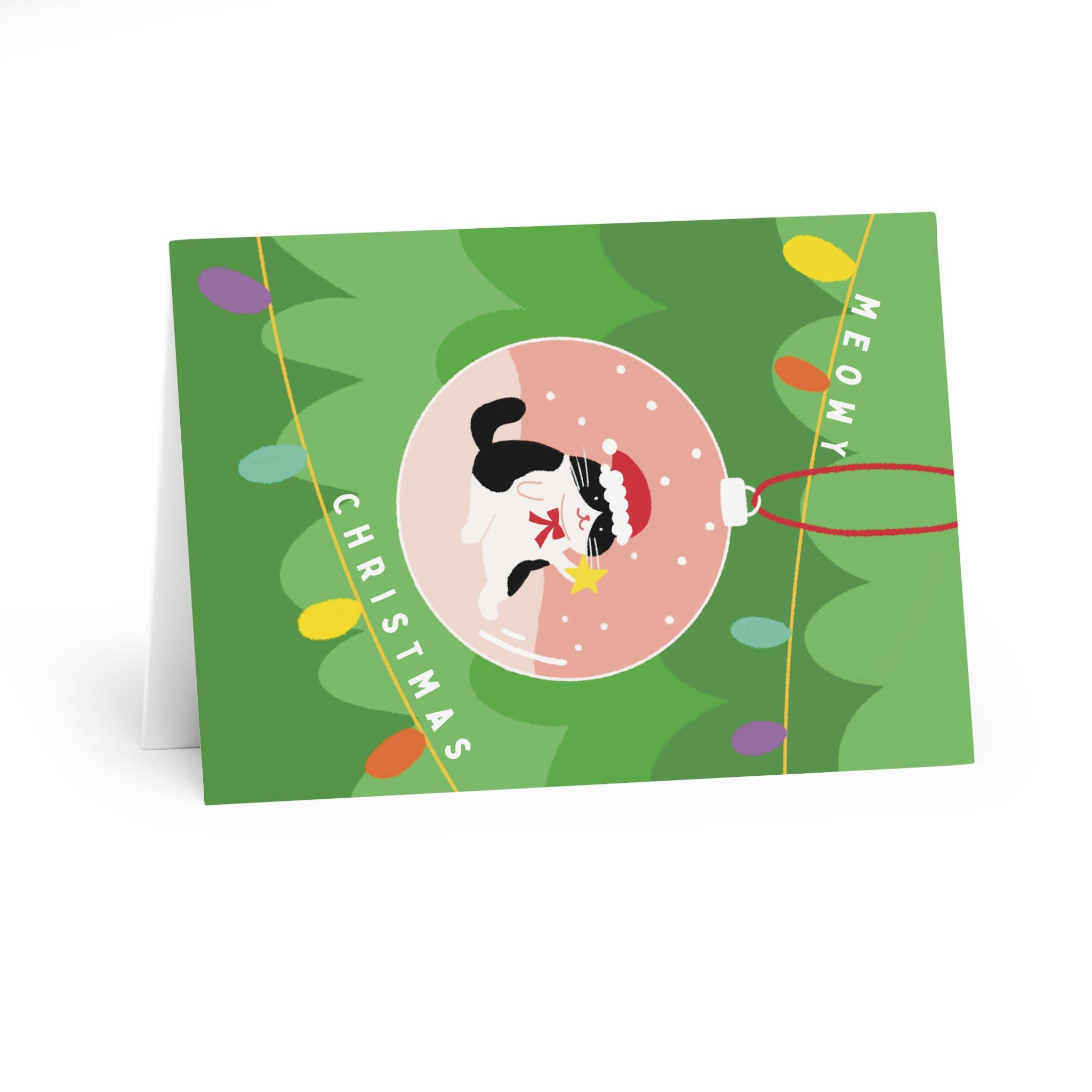 black and white cat in christmas tree bauble card merry christmas ball decor holiday greeting handmade xmas card cat lovers cat mum cat dad black and white cat in christmas tree bauble card merry christmas ball decor holiday greeting handmade xmas card cat lovers cat mum cat dad