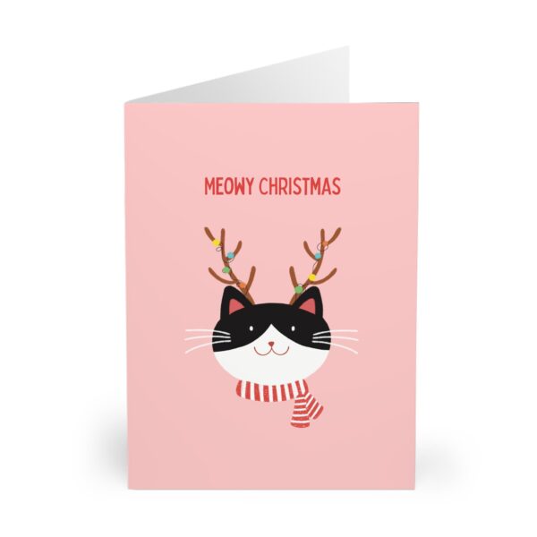 black and white cat in deer design cute and funny handmade christmas card cat lovers unique holiday greeting card festive cat themed gift