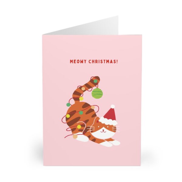 ginger orange cat christmas card cute holiday greeting card with festive lights for cat lovers xmas winter holiday card