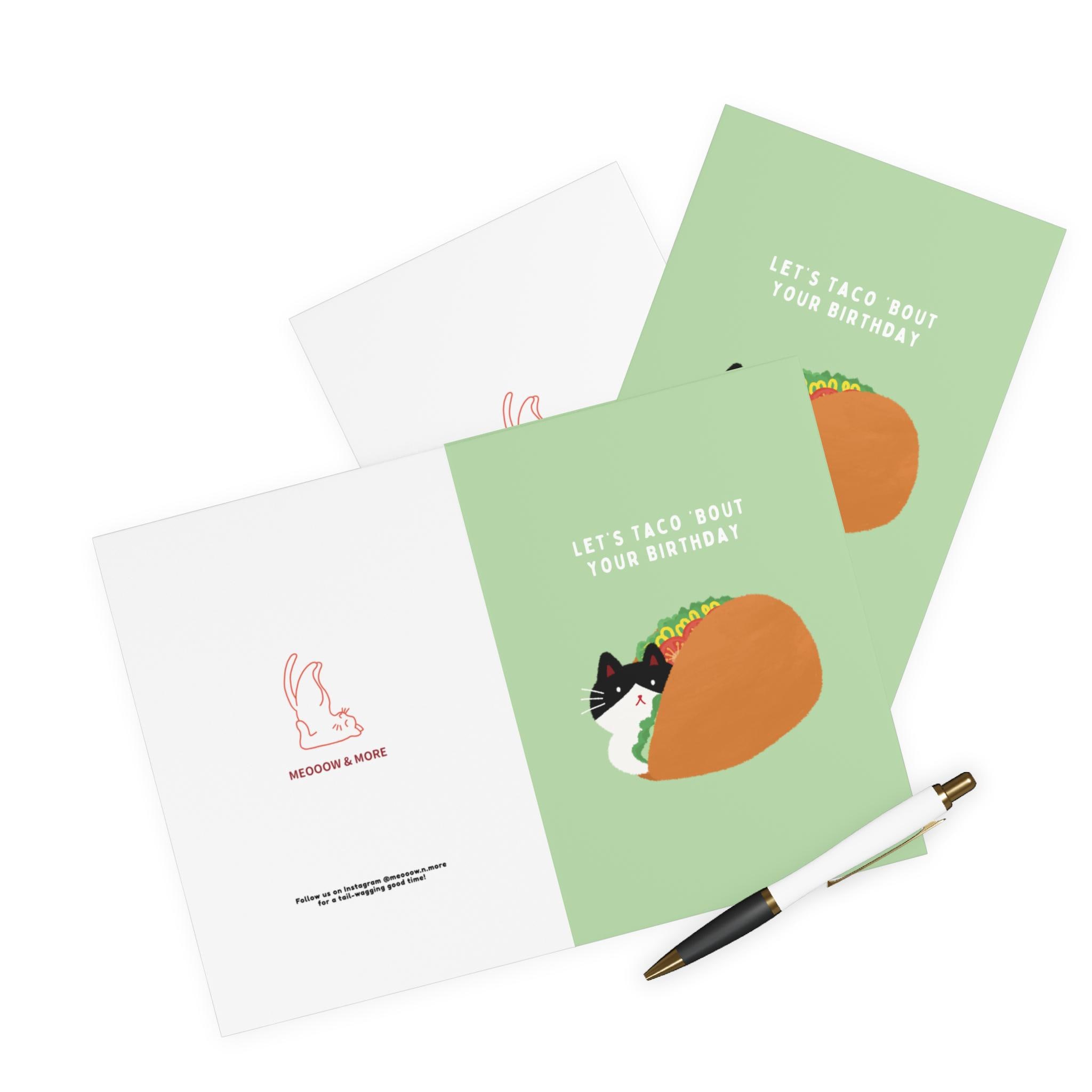 tuxedo taco cat birthday card funny cute birthday pun featuring a black and white cat in a taco fun and playful greeting card for birthdays tuxedo taco cat birthday card funny cute birthday pun featuring a black and white cat in a taco fun and playful greeting card for birthdays