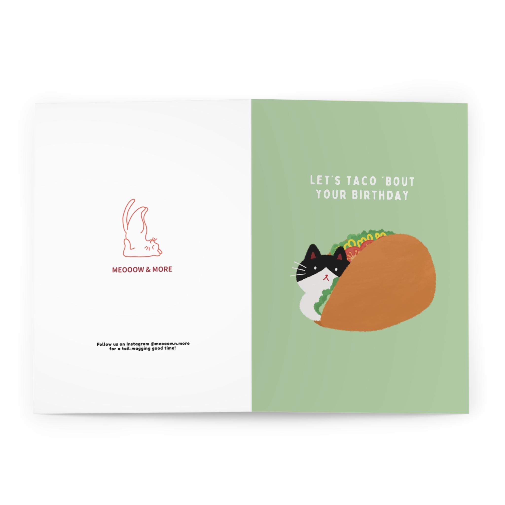 tuxedo taco cat birthday card funny cute birthday pun featuring a black and white cat in a taco fun and playful greeting card for birthdays tuxedo taco cat birthday card funny cute birthday pun featuring a black and white cat in a taco fun and playful greeting card for birthdays