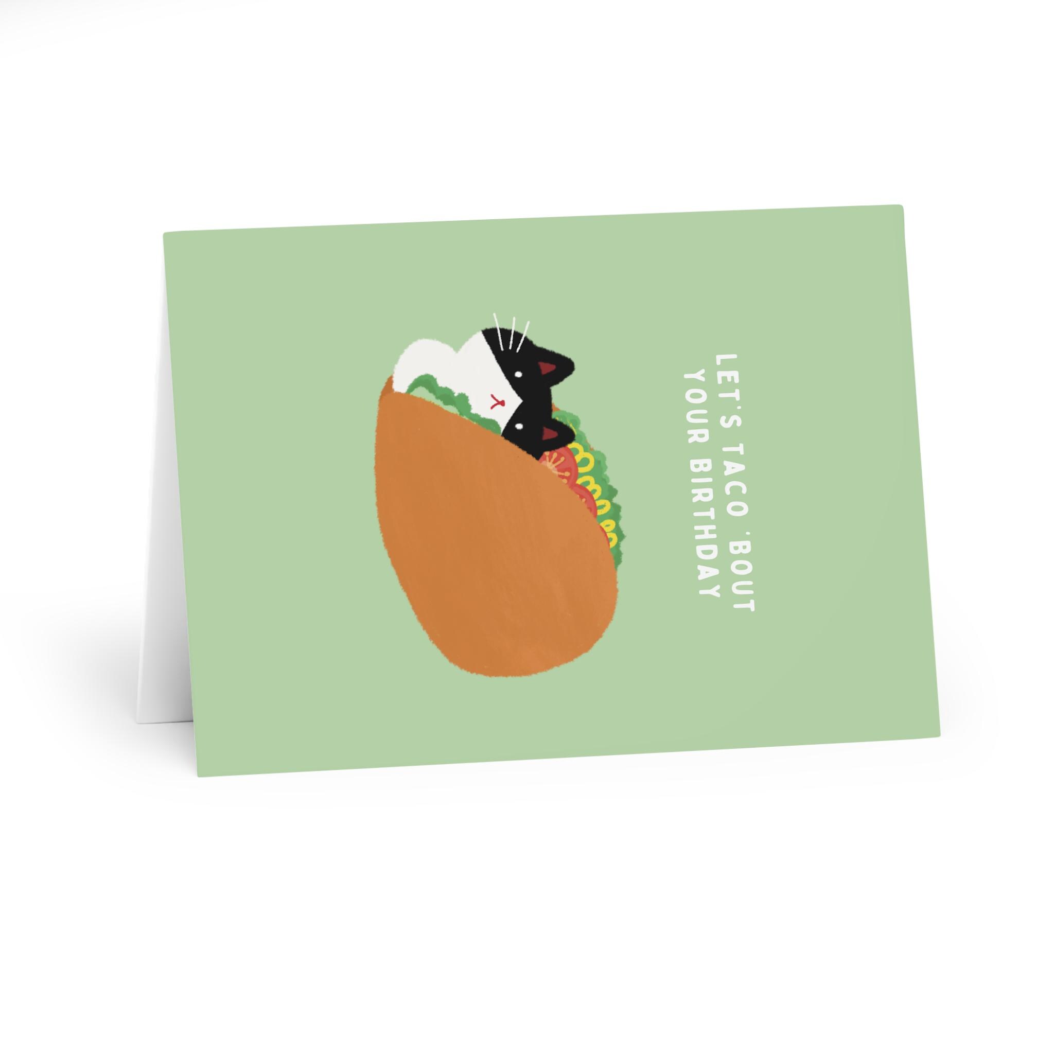 tuxedo taco cat birthday card funny cute birthday pun featuring a black and white cat in a taco fun and playful greeting card for birthdays tuxedo taco cat birthday card funny cute birthday pun featuring a black and white cat in a taco fun and playful greeting card for birthdays